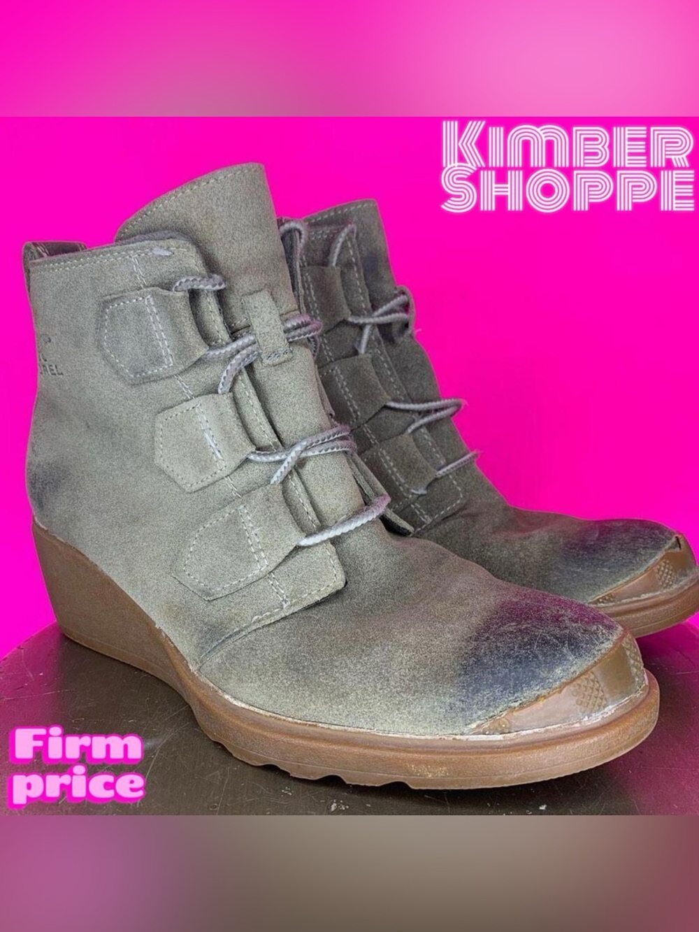 Sorel Toronto Waterproof Suede Wedge Heel Lace Up Boot US 8.5 UK 6.5 EU 39.5